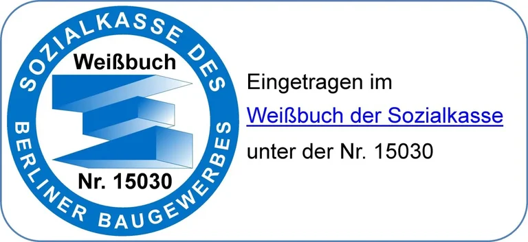 Eintragung im Weissbuch der Sozialkasse des Berliner Baugewerbes